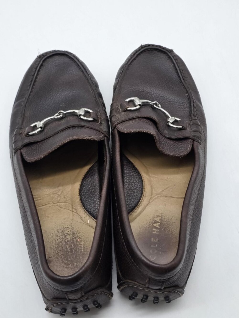 Cole Haan Shoes Mens Size 9.5 Brown Leather Bit Driving Casual Damaged Loafers - Picture 7 of 13